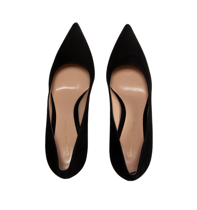 Image 4 of 4 - BLACK - GIANVITO ROSSI Gianvito 85mm Pumps featuring suede upper, point toe, slip-on style, leather lining and leather sole. Made in Italy. 