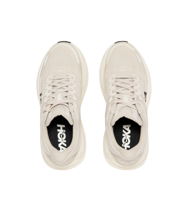 Image 5 of 5 - NEUTRAL - Hoka M Bondi 9 Sneaker featuring engineered mesh upper with rubber sole, lace-up front, foamed EVA midsole and increased stack height for maximum cushioning, zonal breathability, reflective detailing and cushioned tongue and collar. 