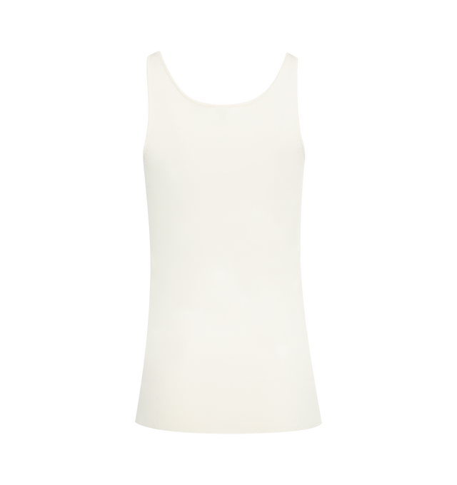 Image 2 of 2 - WHITE - TOTEME Compact Knit Tank Top featuring pull-on styling, front and back scoop neckline design and knit fabric. 53% viscose, 45% recycled polyamide, 2% elastane. 