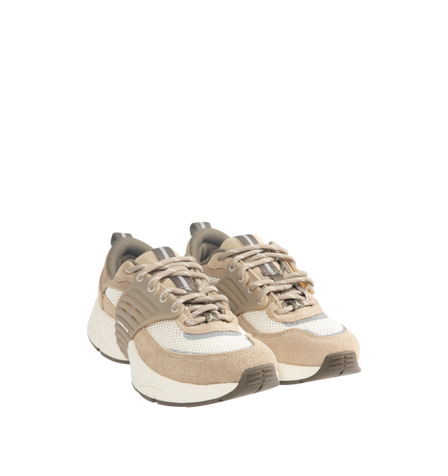 Image 2 of 5 - NEUTRAL - Women's Jordan Trunner O/S Sneakers feature a breathable mesh upper with suede overlays and a modern silhouette inspired by the original Jordan Trunner. These lifestyle sneakers combine responsive foam cushioning, molded midfoot support wings, and a durable rubber outsole for lightweight comfort, stability, and everyday traction. Main Material: Mesh and Suede. Midsole: Responsive Foam. Sole: Rubber. 