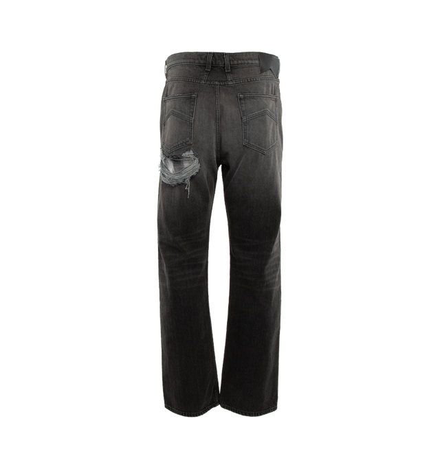 Image 2 of 5 - BLACK - RHUDE Classic Fit Stretch Cotton Denim Jeans in a mid-rise design with distinctive seamlines, an integrated boxer brief, and exclusive Rhude Closure button & hardware for a personalized touch. 98% COTTON, 2% ELASTANE. 