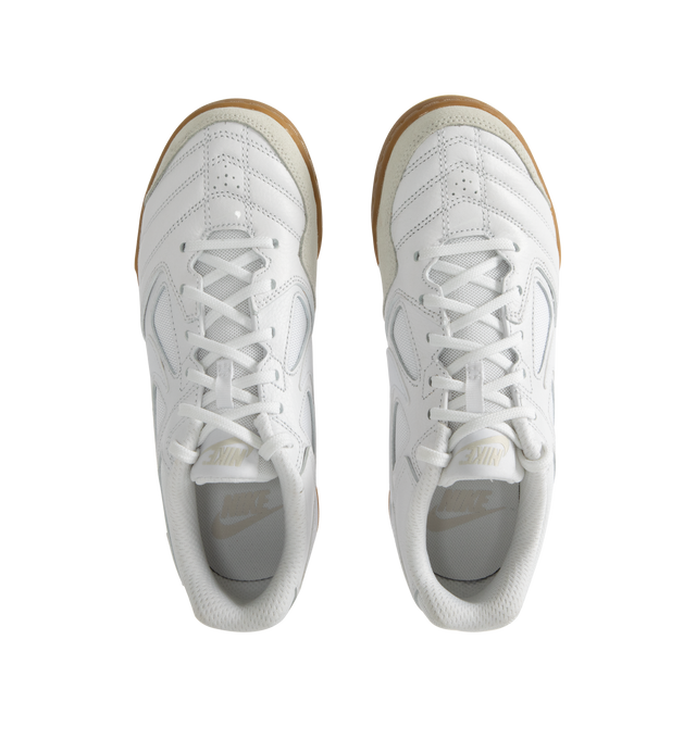 Image 5 of 5 - WHITE - Nike Gato Sneaker, a revived 2010 indoor soccer shoe with premium leather and suede mixed with breezy textile underlays for a breathable and durable fit. Featuring foam midsole providing soft comfort and gum rubber sole for a retro look with plenty of grip. 