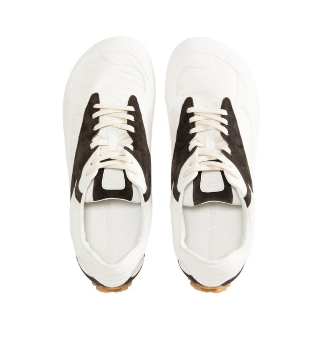 Image 5 of 5 - WHITE - BOTTEGA VENETA Orbit Flash Sneaker featuring low-top lace-up sneaker in soft suede and lightweight nylon. Rubber outsole. Made in Italy. 