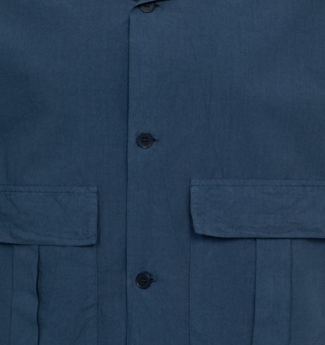 Image 3 of 3 - BLUE - BARENA VENEZIA Short sleeve uniform overshirt in a comfort fit, regular length crafted from natural crinkle popeline 100% cotton. 