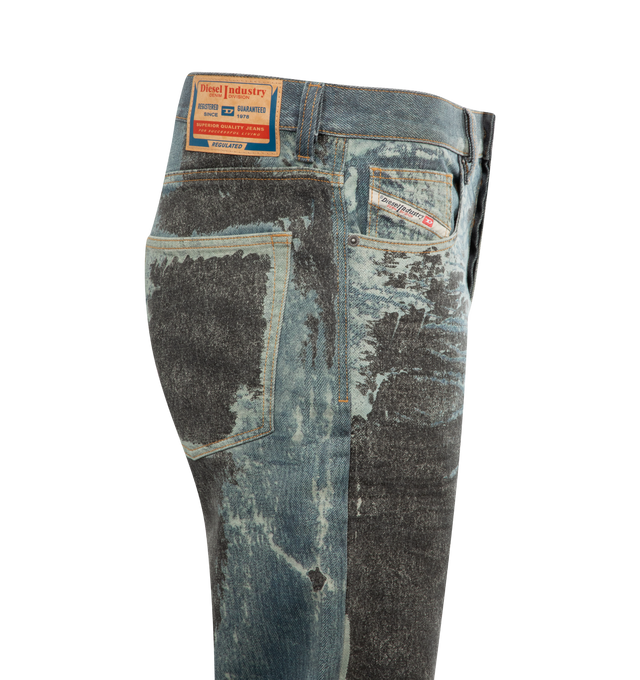 Image 2 of 2 - BLUE - DIESEL 2010 D-Macs Jeans featuring artful trompe l'oeil effect, zip fly button closure, straight leg and 5 pocket style. 90% cotton, 8% polyester, 2% elastane. 