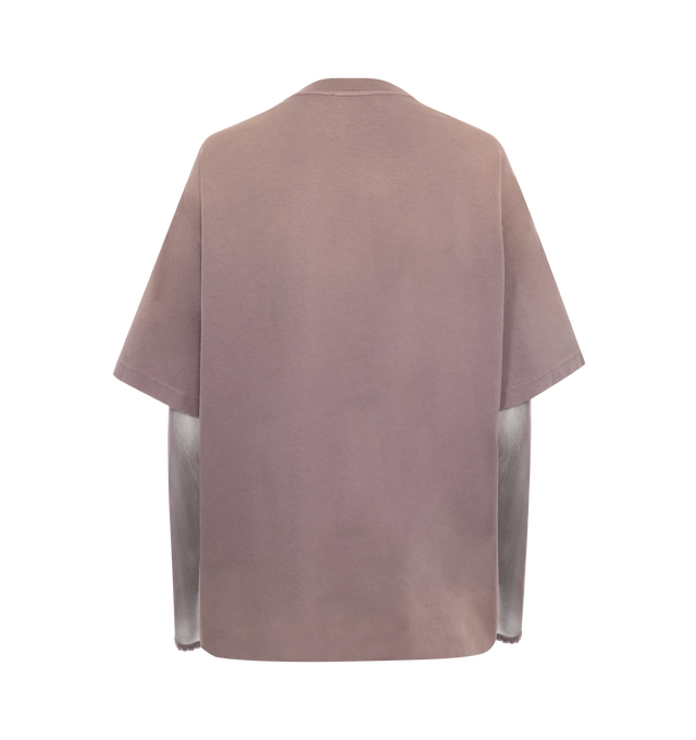 Image 2 of 2 - BROWN - ACNE STUDIOS Layered Print T-shirt featuring relaxed-fit, distressing and sprayed-dyed fading throughout, rib-knit crewneck, logo graphic printed at front, dropped shoulders and integrated nylon mesh sleeves. 100% organic cotton. Trim: 100% nylon. Made in Portugal. 