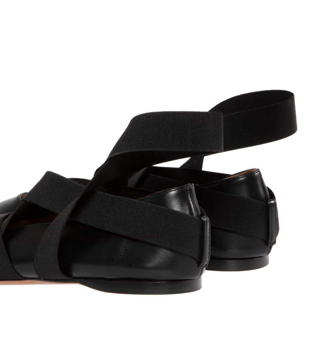 Image 3 of 4 - BLACK - ALAIA Flat Ballerinas featuring criss cross straps, pointed toe and ankle strap. Leather. Sole: rubber. 