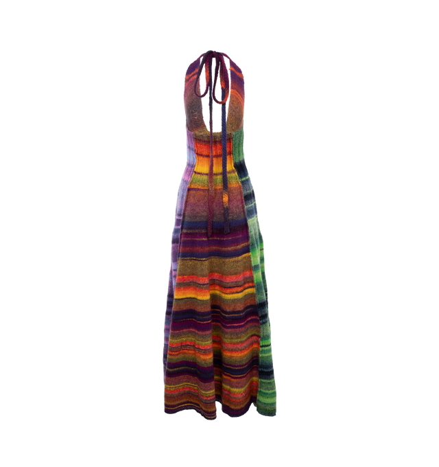 Image 2 of 2 - MULTI - CHRISTOPHER JOHN ROGERS Scoop Neck Halter Dress featuring inside-out linking, low scoop neckline, self-tie straps, paneled construction, maxi length and print throughout. 50% virgin wool, 50% acrylic. 