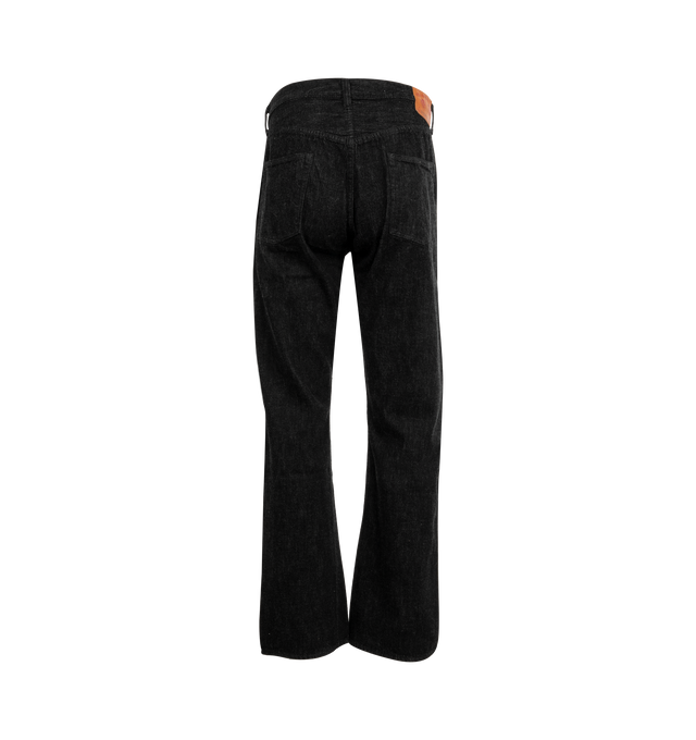 Image 2 of 3 - BLACK - FULLCOUNT Wide Black Selvedge Denim in Super Smooth featuring 11.5oz super smooth denim, wide leg, 5 pocket style and belt loops. 100% Zimbabwe cotton. 