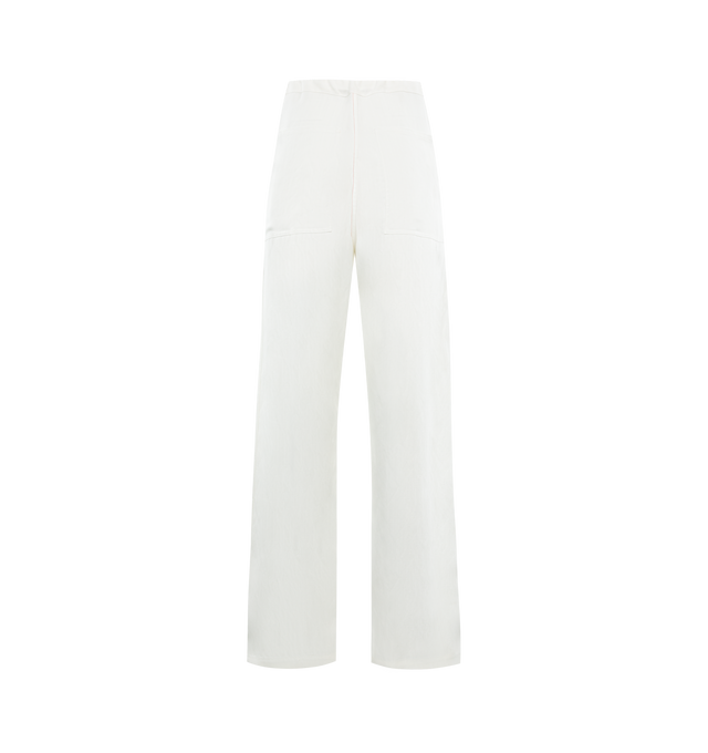 Image 2 of 3 - WHITE - FERRAGAMO Drawstring Pants featuring wide leg, side slit pockets, back patch pockets, full length and drawstring waistband. 54% viscose, 46% linen. 