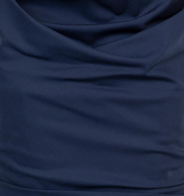 Image 3 of 3 - BLUE - ARMARIUM Dora Draped Off-Shoulder Wool Top featuring draped detail, off-the-shoulder neckline, sleeveless, fitted and side zip. 100% wool. Made in Italy. 