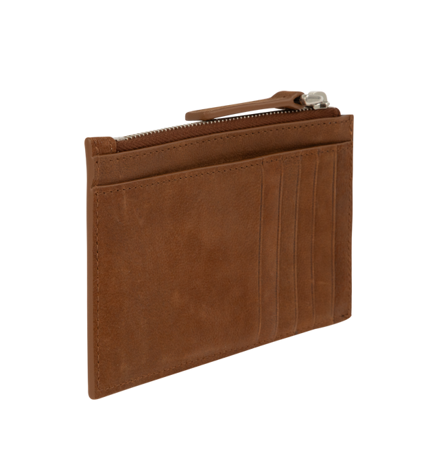 Image 2 of 3 - BROWN - Balenciaga Long Coin & Card Holder is crafted from vintage goatskin leather. Features a zip coin pouch, receipt compartment, five card slots, aged-silver hardware, and debossed Balenciaga Paris logo with silver foil at the front. Main Material: 100% Goatskin Leather. Made in Italy. 