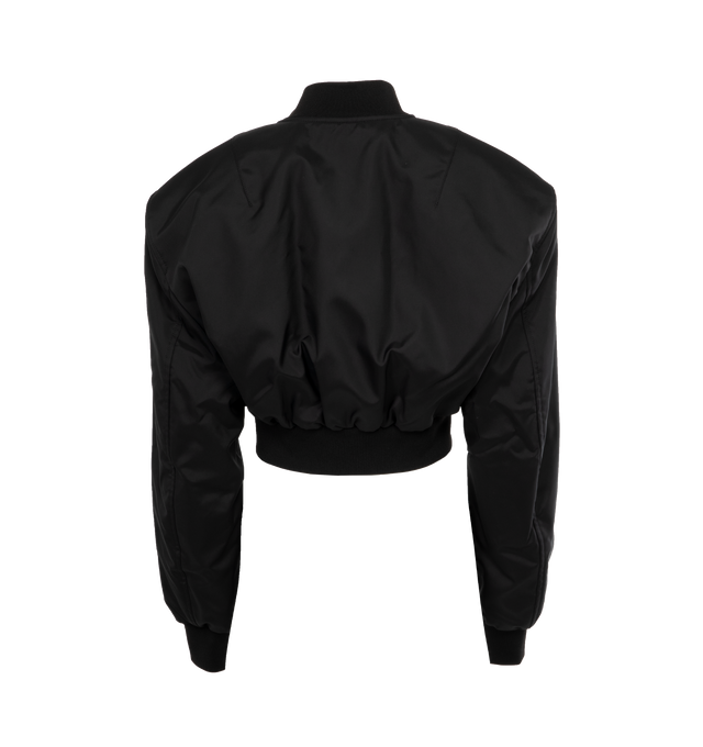 BLACK - WARDROBE.NYC Cropped Bomber Jacket featuring boxy shape, waterproof nylon with ribbed edges and snap button-fastening flap pockets. 100% polyamide.