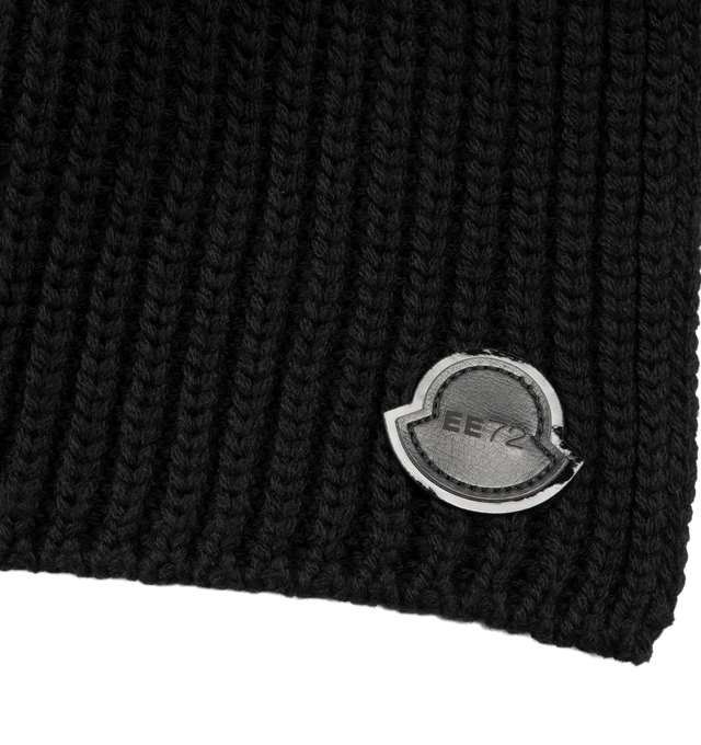 Image 2 of 2 - BLACK - Moncler x EE72 by Edward Enninful Wool Balaclava featuring Merino wool, stockinette stitch and rib knit, gauge 3 and logo patch. 100% virgin wool. Made in Italy. 