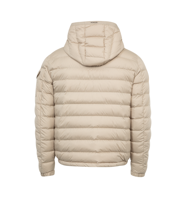 Image 2 of 3 - NEUTRAL - MONCLER Galion Jacket featuring lightweight micro chic, lightweight micro chic lining, down-filled, hood with recycled nylon laqu lining, zipper closure, zipped pockets, chest pocket with snap button closure and adjustable cuffs. 100% polyester. Padding: 90% down, 10% feather. 