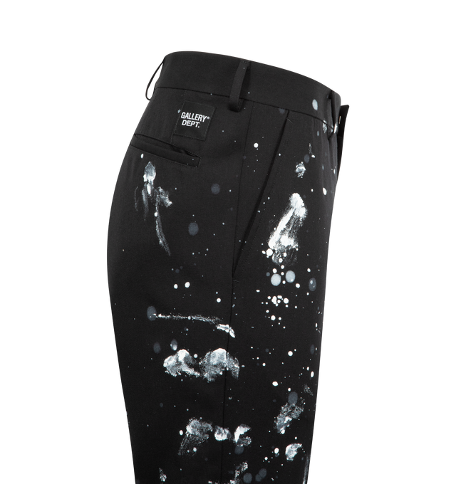 Image 3 of 3 - BLACK - GALLERY DEPT. Thomas Dress Pant Flare featuring flared dress-pants with tailored silhouette, side and back welt pockets, GALLERY DEPT. tag above the right back pocket and hand-painted. 95% virgin wool, 5% cashmere. Made in Italy. 