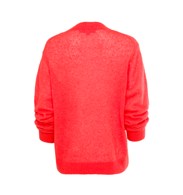 Image 2 of 3 - RED - THE ELDER STATESMAN Nimbus V-Neck Sweater featuring long sleeves, ribbed trim and regular fit. 63% cashmere, 37% cotton. Made in USA. 