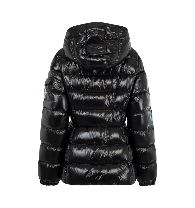 Image 2 of 3 - BLACK - MONCLER Barante Hooded Short Down Jacket featuring nylon laqu lining, down-filled, adjustable hood, zipper and snap button closure, welt pockets and adjustable cuffs. 100% polyamide/nylon. Padding: 90% down, 10% feather. 