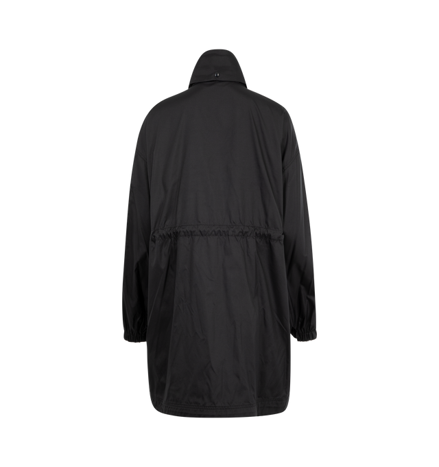 Image 2 of 3 - BLACK - Moncler Adhemar Long Parka has a pull-out hood with canvas lining, drawstring fastenings, front zipper closure, zip pockets, elastic cuffs, and pockets with snap button closures. Micro mesh lining. 100% micro canvas.  