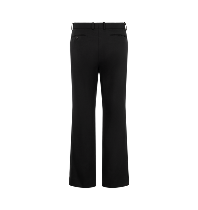 Image 2 of 3 - BLACK - Auralee Men's High-Density Wool Worsted Slacks are crafted from Super 130's wool woven at an exceptionally high density in a cashdos construction, with silk partially incorporated for subtle tonal contrast. A specialized finishing process enhances the fabric's firmness and structure. Cut in a regular fit with a straight leg and half lining. 100% Wool. 