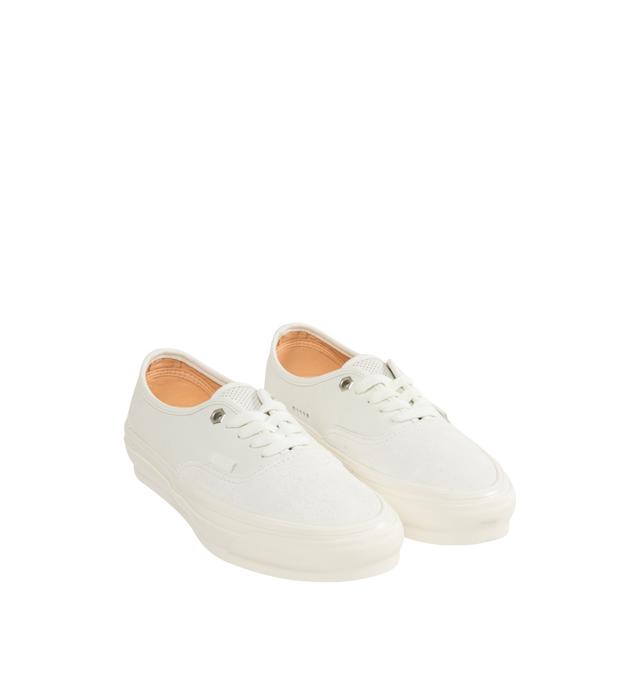 Image 2 of 5 - WHITE - VANS OTW 44 Authentic Vibram Sneaker featuring lace-up front, leather and suede upper, rounded toe, high rubber foxing, canvas midsole wrap, vulcanized rubber midsole, vibram outsole, leather lining and co-branded insole. 