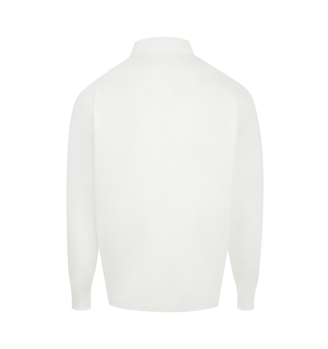 Image 2 of 2 - WHITE - STUDIO NICHOLSON Rugby Polo Shirt featuring polo collar, two-button placket, long sleeves and ribbed cuffs. 100% cotton. 