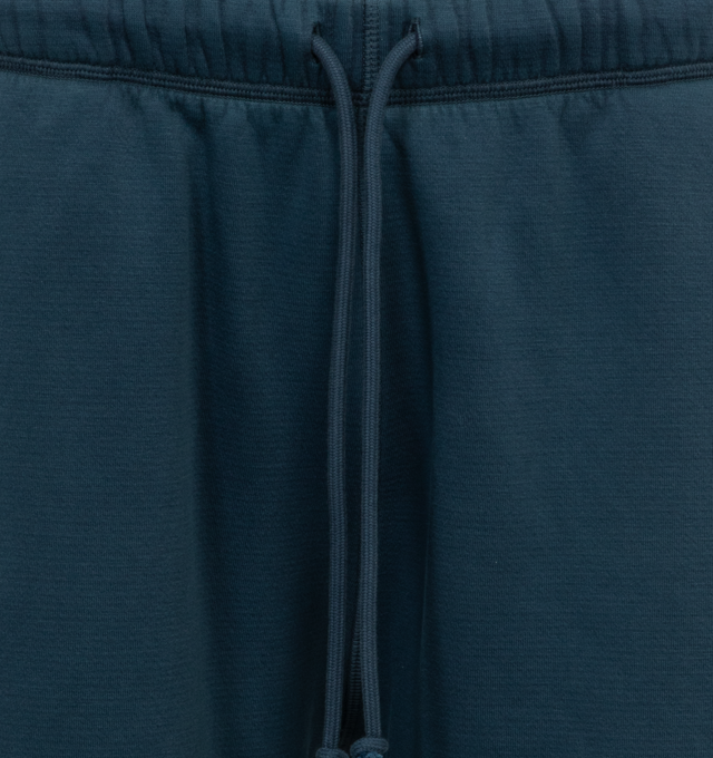 Image 4 of 4 - BLUE - THE ROW Stanton Shorts featuring oversized knee-length short in heavy French terry with drawstring elastic waistband, side seam pockets, and rear patch pocket. 93% cotton, 7% polyamide. Made in Italy. 