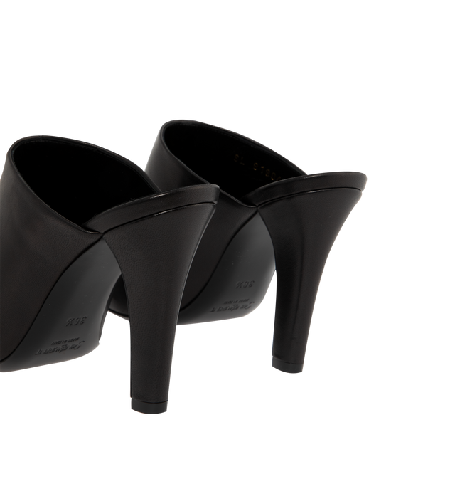 Image 3 of 4 - BLACK - Saint Laurent Heeled Mule with lambskin upper, leather lining, footbed and sole. Slip-on style feauturing square toe and 3.7 inch heel. Made in Italy. 