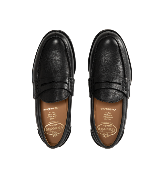 Image 4 of 4 - BLACK - CHURCH'S Soft Pembrey Loafer featuring signature apron stitching, grain calfskin upper, leather lining and footbed, soft rubber sole with Church's & Co. logo and flexible Goodyear 2.0 construction. Made in England. 