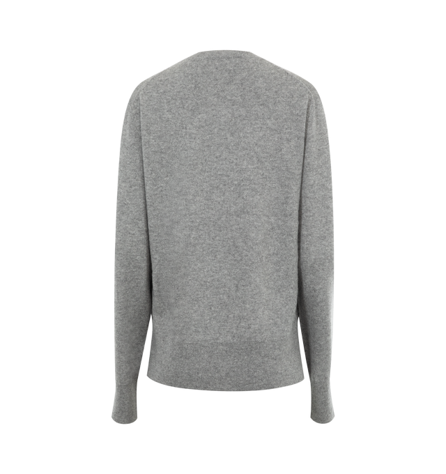 Image 2 of 2 - GREY - TOTEME sweater knitted from light cashmere with a soft hand feel. It has a classic, relaxed fit with a crew neck and side slits at the hem and monogram embroidered into the left sleeve. 100% cashmere. 