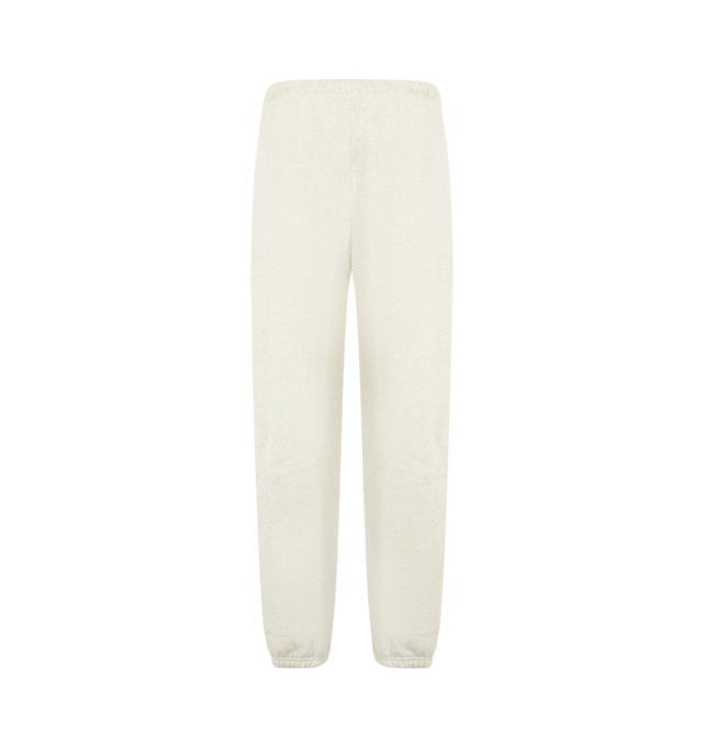 Image 2 of 3 - NEUTRAL - Fear of God Essentials Mens Classic Sweatpants are crafted from heavyweight 380 GSM cotton-blend core fleece. Feature a classic relaxed fit with tapered legs, elasticized waistband with bungee drawcord, side-seam pockets, elastic ankle cuffs, puff-printed Fear of God and Essentials branding, and an Essentials logo label. Main Material: 80% Cotton, 20% Polyester.  