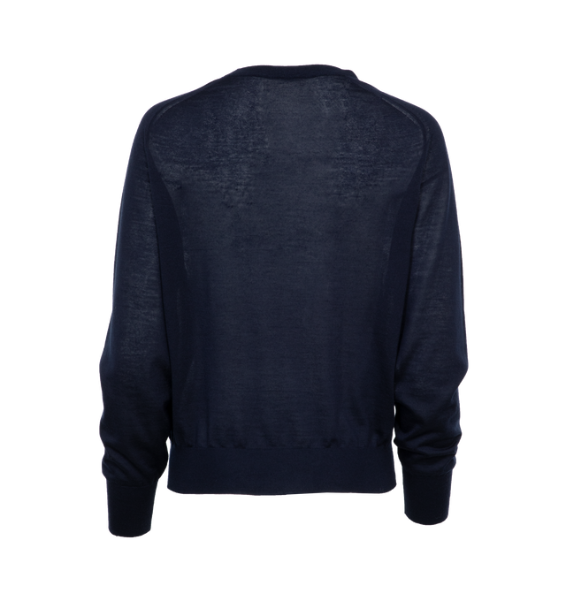 Image 2 of 3 - NAVY - THE ROW Elmira Top featuring classic crewneck top in super fine cashmere with raglan sleeves and slightly shrunken fit. 100% cashmere. Made in Italy. 