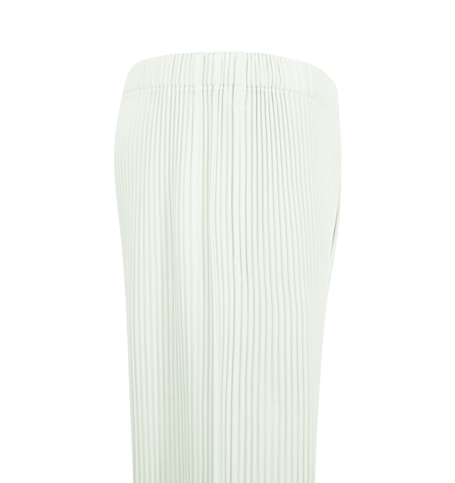 Image 3 of 3 - WHITE - ISSEY MIYAKE Pant featuring mid-length, quick-drying property, relaxed fit, pleats throughout, pockets on both sides, a drawcord at the waist and a button-fly design. 100% polyester. Made In The Philippines. 