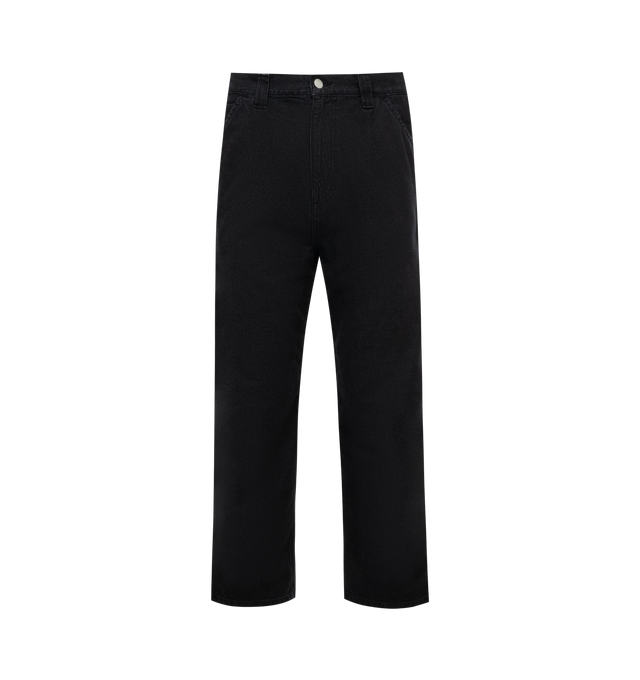 BLACK - CARHARTT WIP OG Single Knee Pant featuring relaxed straight fit, mid-rise, triple stitched, bartack stitching at vital stress points, tool pockets and hammer loop, square label and zip fly. 100% organic cotton.