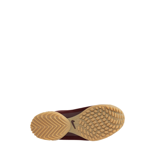 Image 4 of 5 - RED - NIKE Astra Ultra Sneaker featuring luxe upper with rippling design lines, sleek, low-profile silhouette, asymmetrical velvet laces, rounded toe, heel pull tab and rubber outsole. 