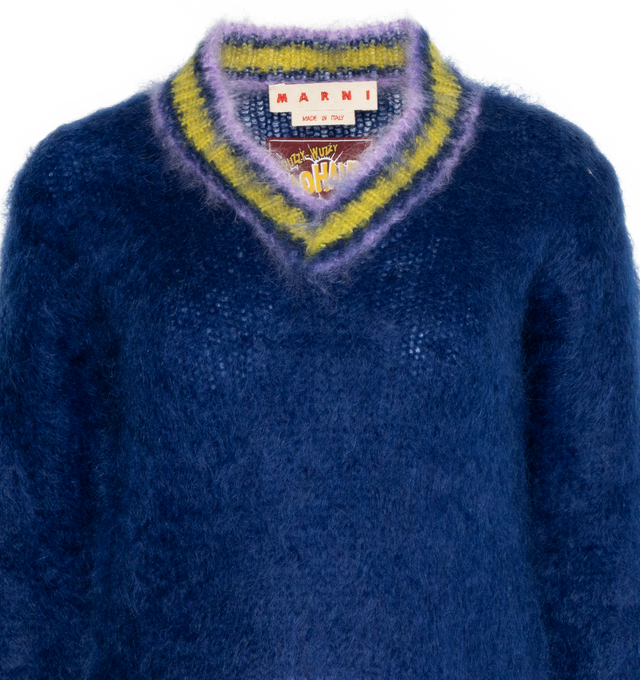 MOHAIR JUMPER WITH STRIPED TRIMS (WOMENS)