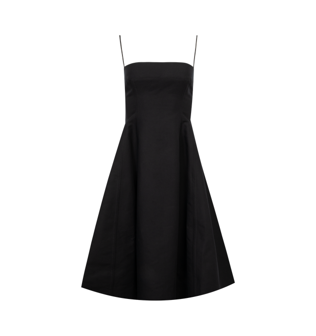 BLACK - Marni cotton woven midi dress with thin straps and zipper back closure. 100% cotton. Made in Italy.