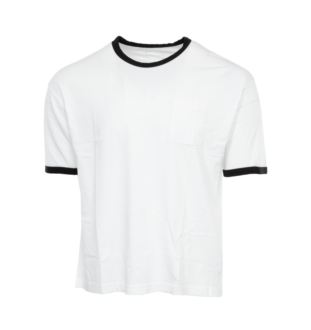 WHITE - VISVIM Crewneck short sleeve ringer T-Shirt in a dropped shoulder silhouette crafted from 83% cotton / 17% nylon.