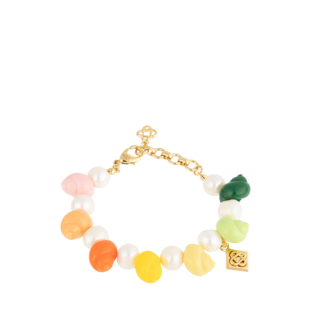 MULTI - CASABLANCA 18K Gold-Plated Shell & Imitation Pearl Bracelet featuring glass imitation pearls, resin shells, Gold-plated brass and lobster clasp. Adjustable: about 6.70"-8.70".