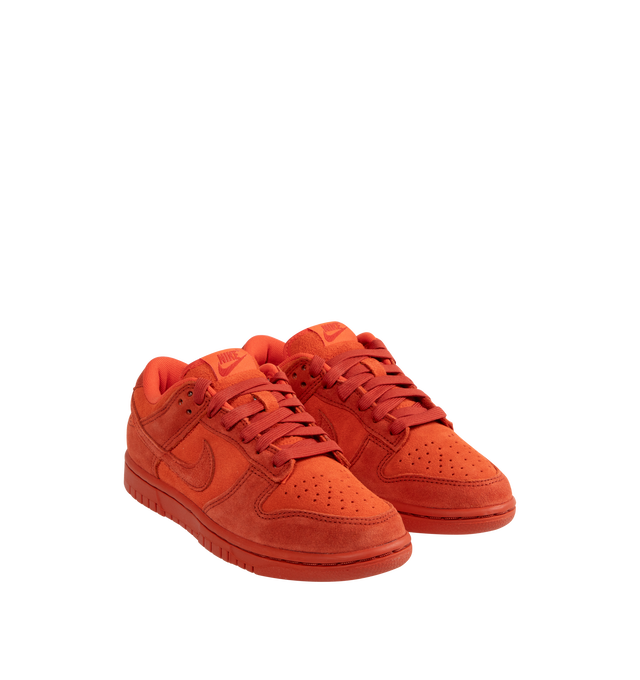 Image 2 of 5 - RED - Nike Dunk Low Collar SE Sneakers are a lace-up style with a low-cut collar, foam midsoles, rubber outsoles, and grippy soles.  