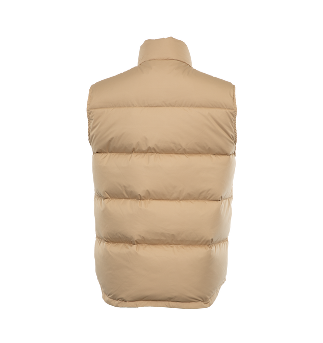 Image 2 of 3 - BROWN - NILI LOTAN Elbert Puffer Vest featuring stand collar, gold front button closure, quilted design and front patch pockets.  