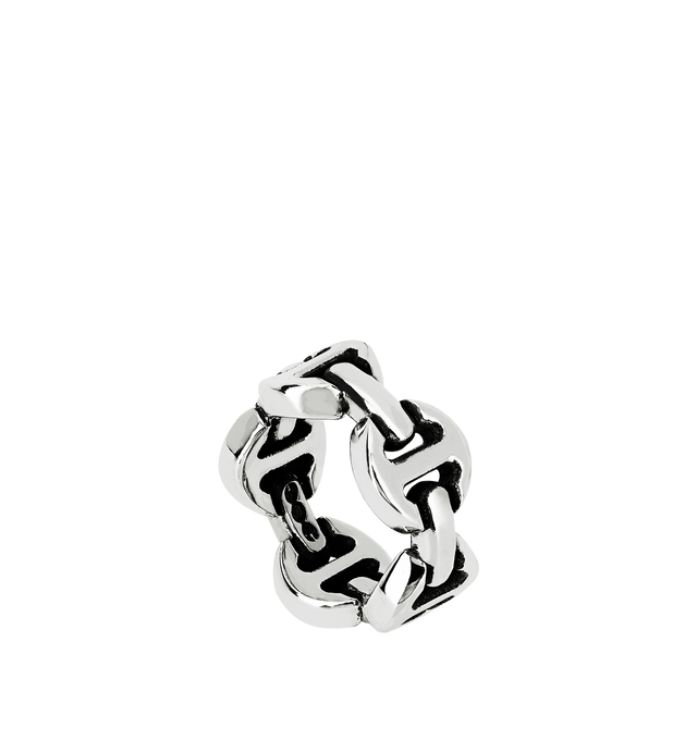 Image 2 of 2 - SILVER - HOORSENBUHS Classic Tri Link Ring featuring stearling silver and 9.8mm band width. Size 8.Hirshleifers offers a range of initial pieces from this collection in-store. For personal consultation and detailed information about jewelry, please contact our dedicated stylist team at personalshopping@hirshleifers.com.   