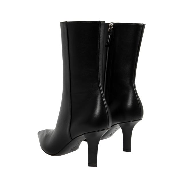 Image 3 of 4 - BLACK - Amina Muaddi Christine Triangle Heel Booties have pointed toes, side zippers, and leather outsoles.100% leather. Made in Italy.  