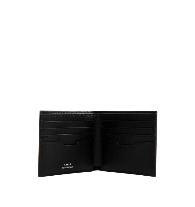 Image 3 of 3 - BLACK - Amiri leather wallet in a bi-fold design featuring 3 leather star patches, internal note compartments, internal card slots and internal logo stamp. Made in Italy. Leather 100%. 