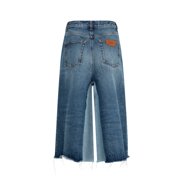 Image 2 of 3 - BLUE - CHLOE DS02 Denim Jeans featuring zip and button closure, regular fit, patch logo on the back and cropped length. 100% cotton. Made in Italy. 