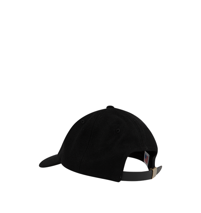 Image 2 of 2 - BLACK - Noah Melton Felt N 5-Panel Hat has embroidered eyelets, an adjustable leather strap with metal clasp closure, and die cut felt N graphic at the front. 100% wool. Made in USA.  