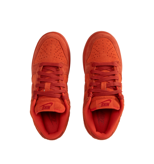 Image 5 of 5 - RED - Nike Dunk Low Collar SE Sneakers are a lace-up style with a low-cut collar, foam midsoles, rubber outsoles, and grippy soles.  