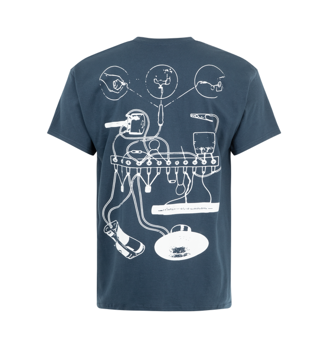 Image 2 of 2 - BLUE - Pleasures Input T-Shirt has a crew neck and screen printed design. 100% cotton. Made in USA.  