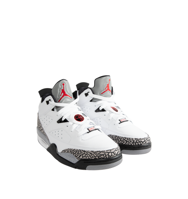 Image 2 of 5 - MULTI - Men's Jordan Son of Mars Low Sneakers feature real and synthetic leather overlays with perforated side panels for a durable, breathable design inspired by iconic Jordan heritage. These lifestyle sneakers combine a visible Air-Sole unit, a full-length foam midsole, and a durable rubber outsole for responsive cushioning, lasting stability, and everyday traction. Main Material: Real and Synthetic Leather. Midsole: Full-Length Foam with Visible Air-Sole Unit. Sole: Rubber. 