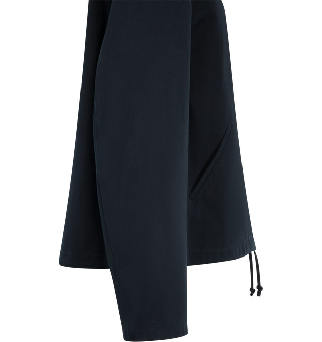 Image 3 of 3 - NAVY - Loewe Zip-Up Jacket is crafted in medium-weight cotton twill. Featuring a regular fit, regular length, classic collar, zip front fastening, hem with drawstring, chest patch pockets, and double L embroidery placed on the chest. Main Material: Cotton. Made in Italy. 
